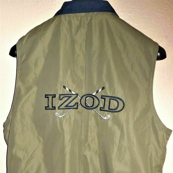 Izod Men's Large Golf Vest Green Latte Full Zip Jacket Izod Golf Logo Spell-out - Picture 4 of 7